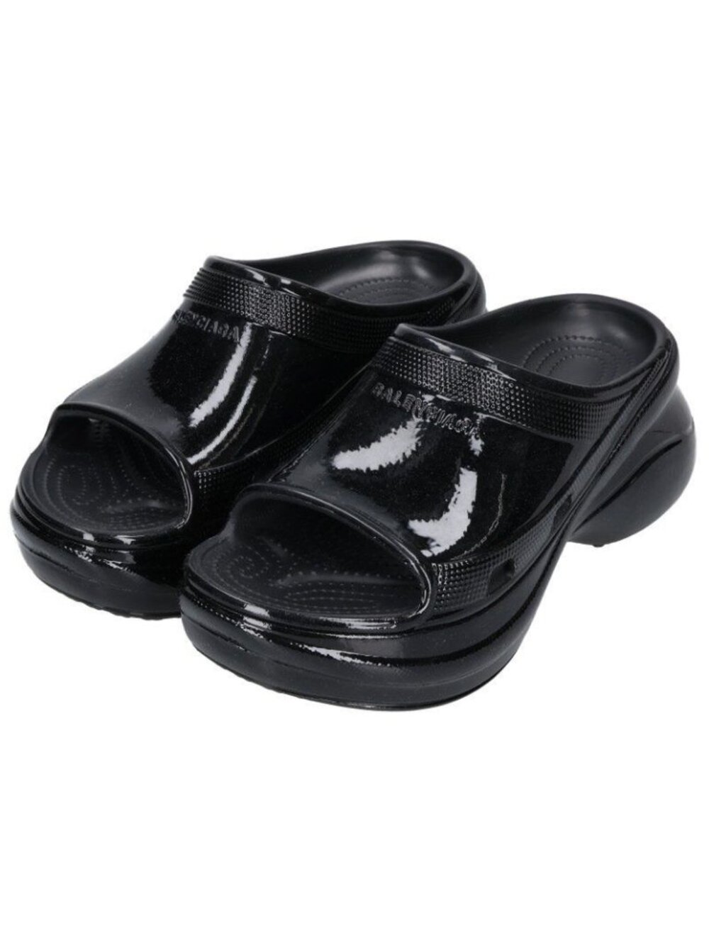 Balenciaga Pool Slide Patent Platform Sandals